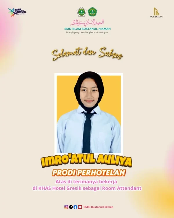 Langkah Nyata Lulus Langsung Kerja Selamat Kepada Imroatul Auliya Alumni Prodi Perhote